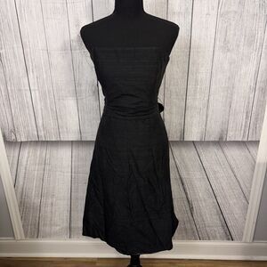 Jenny Yoo Women's Sz 10 Black Strapless 100% Silk Formal Cocktail Midi Dress